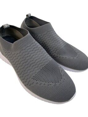 Tiosebon Mens Gray Slip-On Lightweight Knit Sneakers Size 45 EU / 11 US GUC